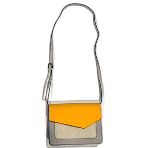 Botkier Cobble Hill Crossbody Bag Colorblock Leather Purse Gray Yellow Handbag